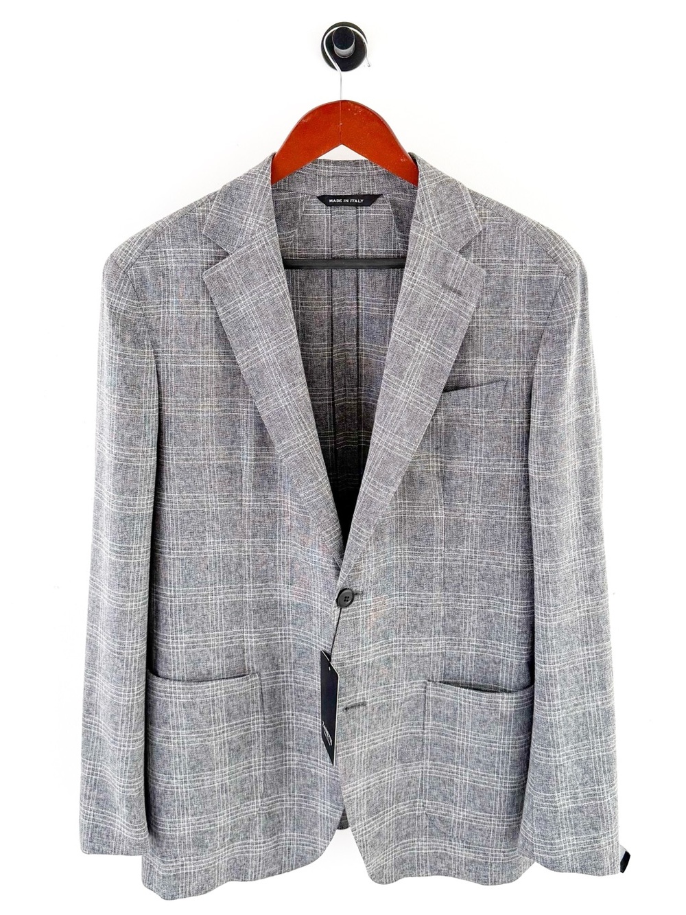 NWT New Zanetti Italian Wool Gray Plaid Sport Coat Windowpane Unstructured 40R